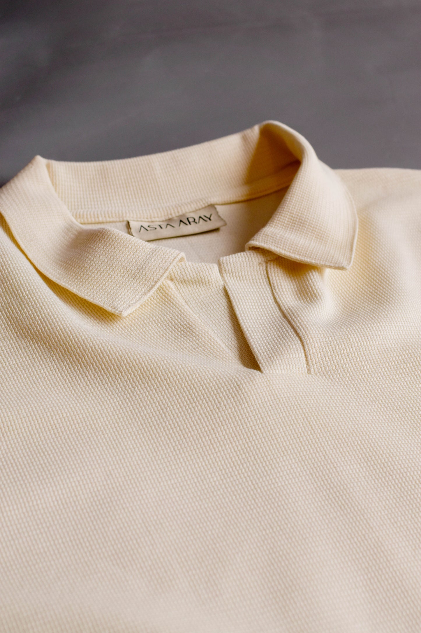 Beige Textured Polo Shirt