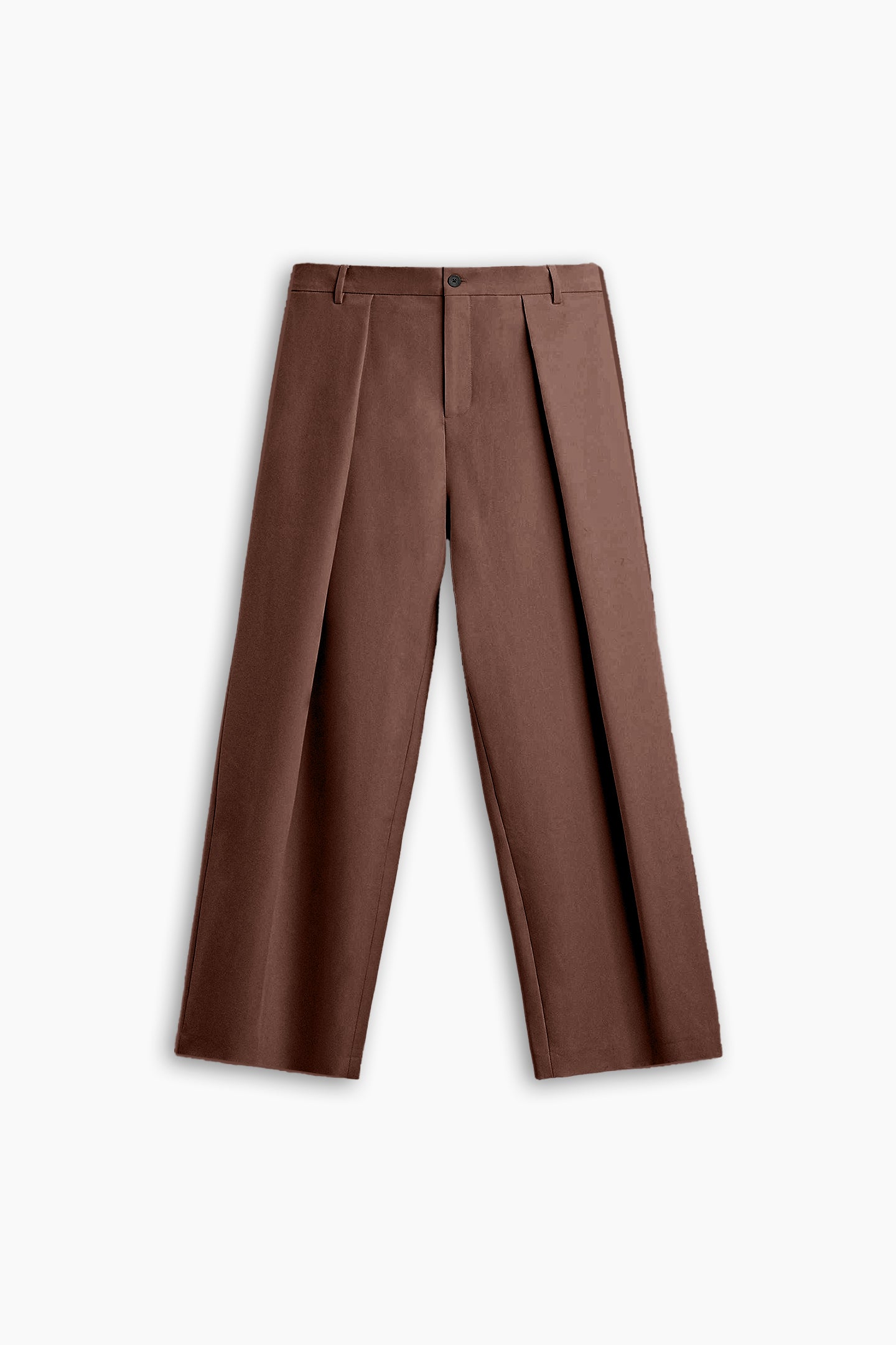 Brown Pleated Wide Leg Pants