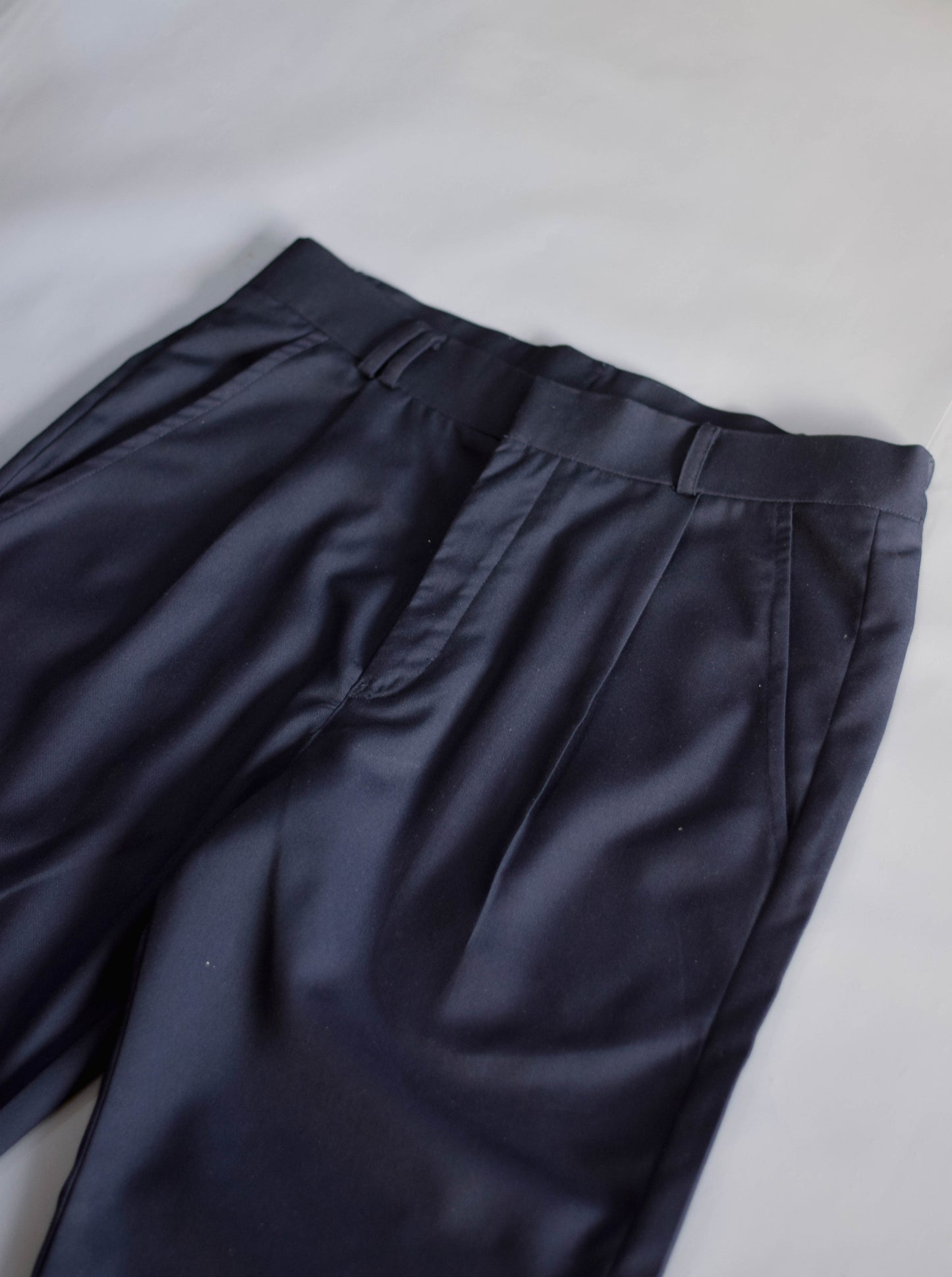 Navy Blue Pleated Trousers