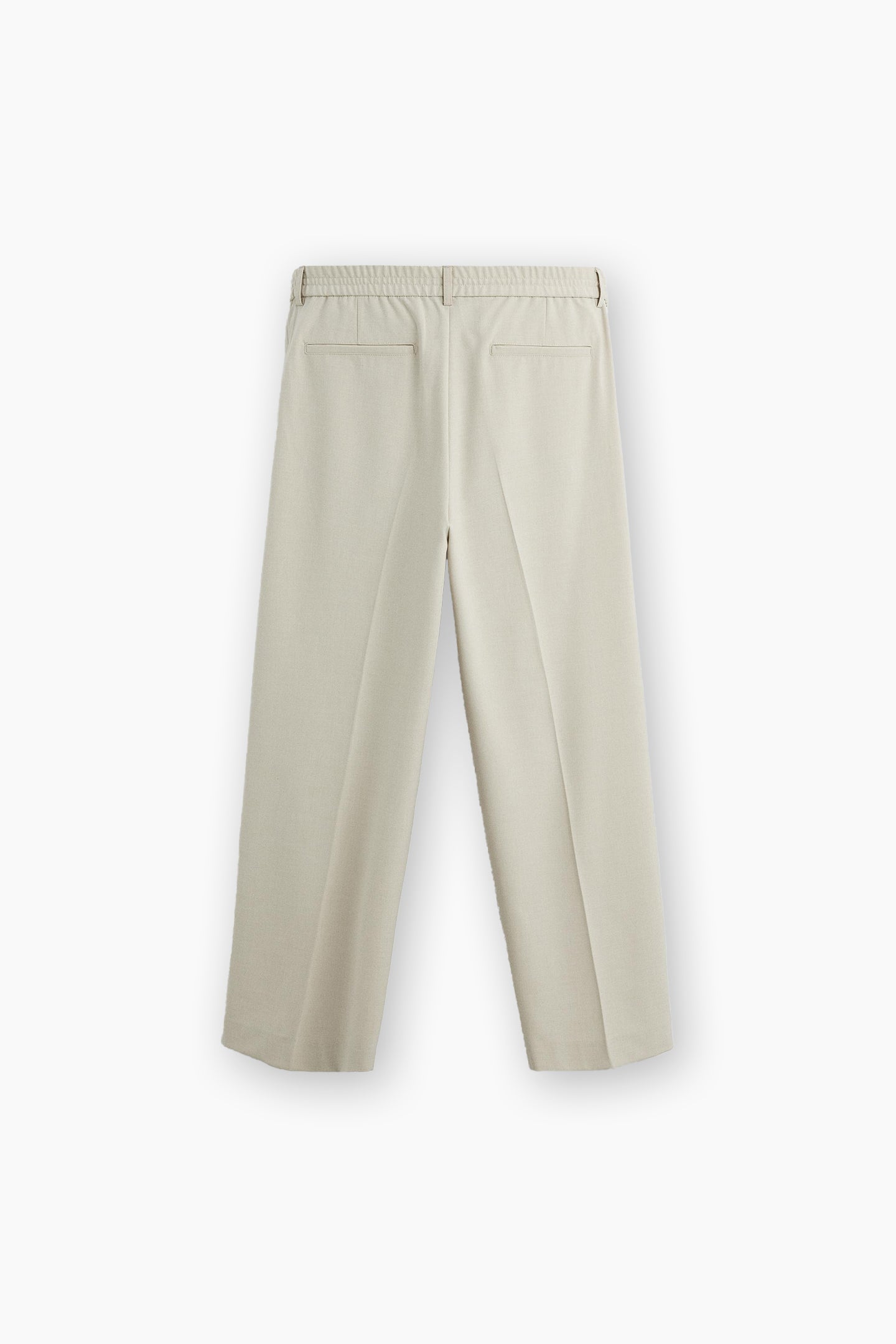 Beige Loose Fit Pleated Trousers