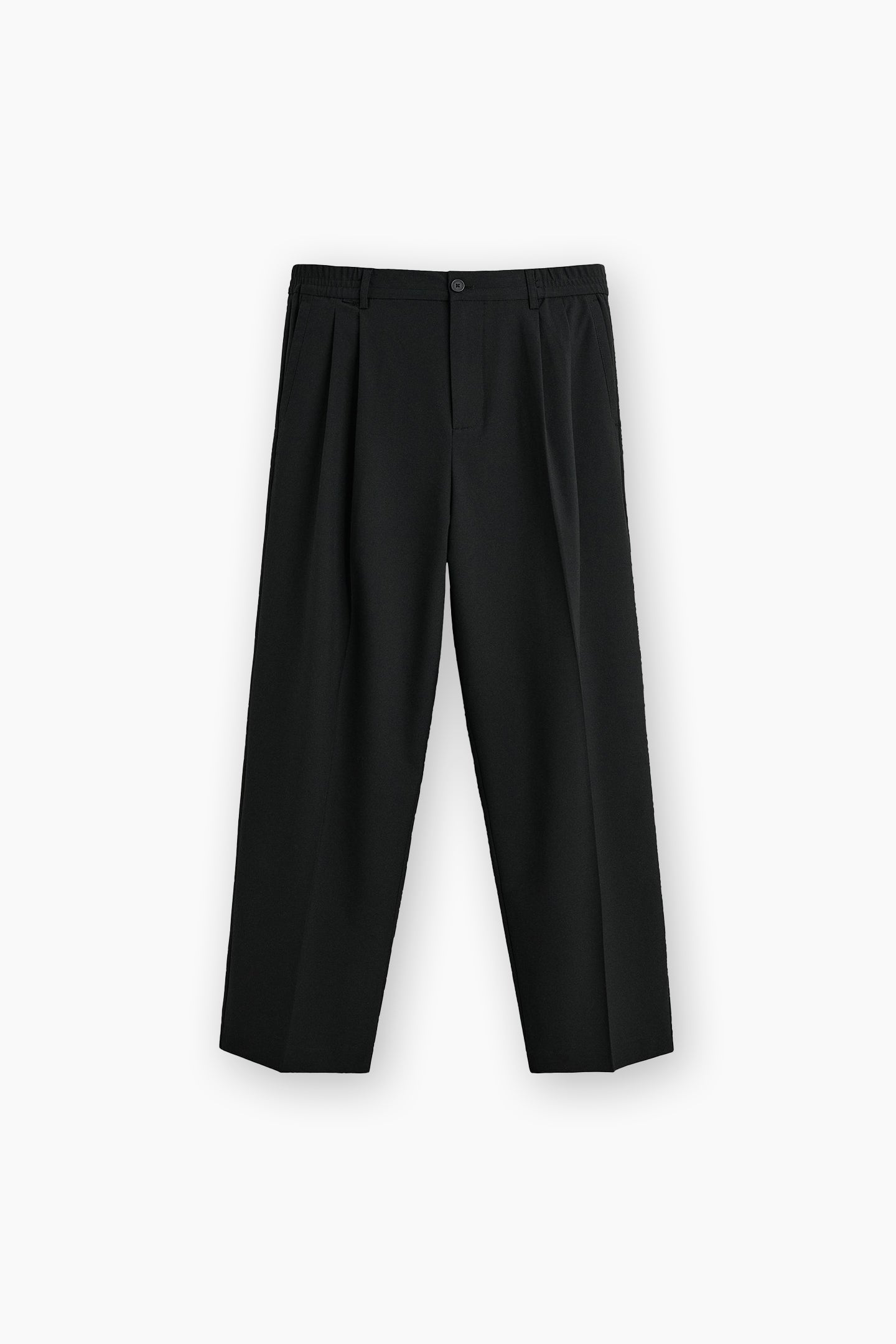 Black Loose Fit Pleated Trousers