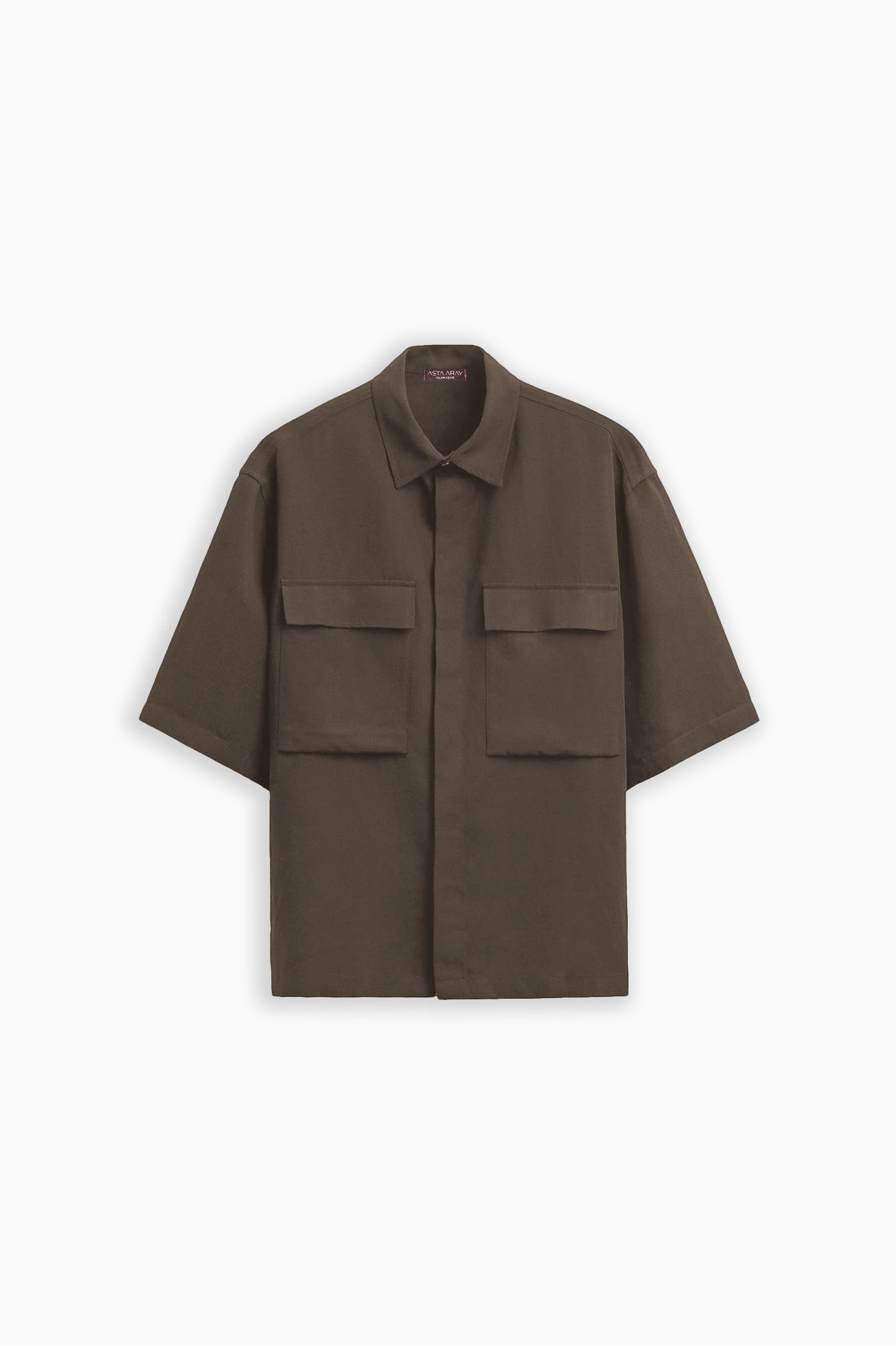Woodbrown Linen Shirt with Pockets