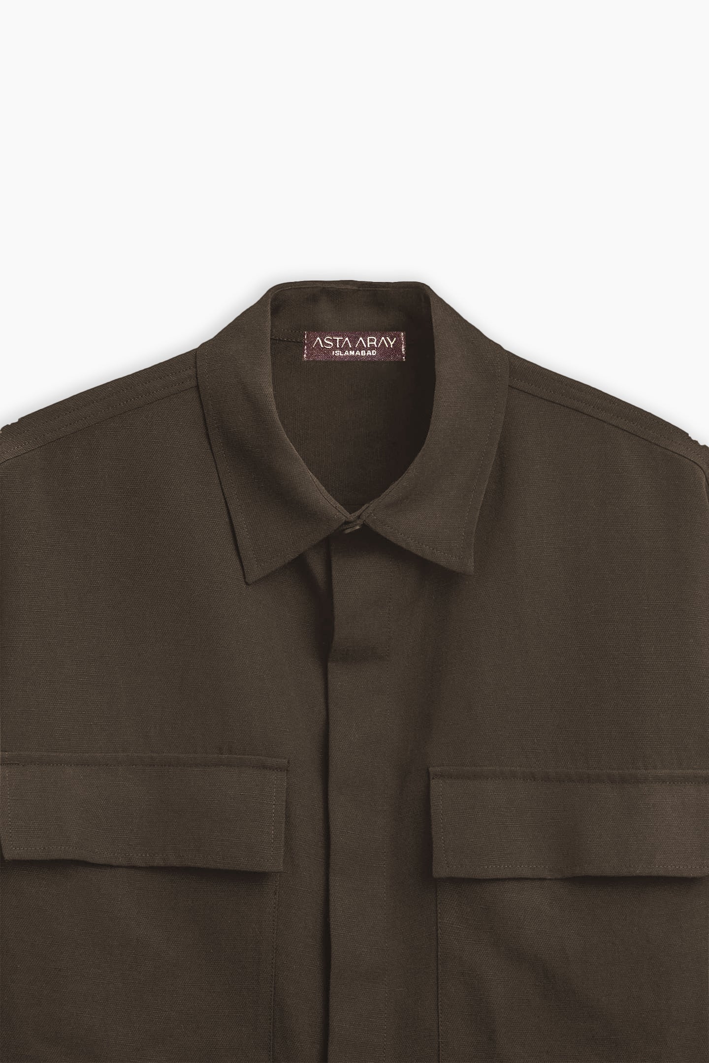 Woodbrown Linen Shirt with Pockets