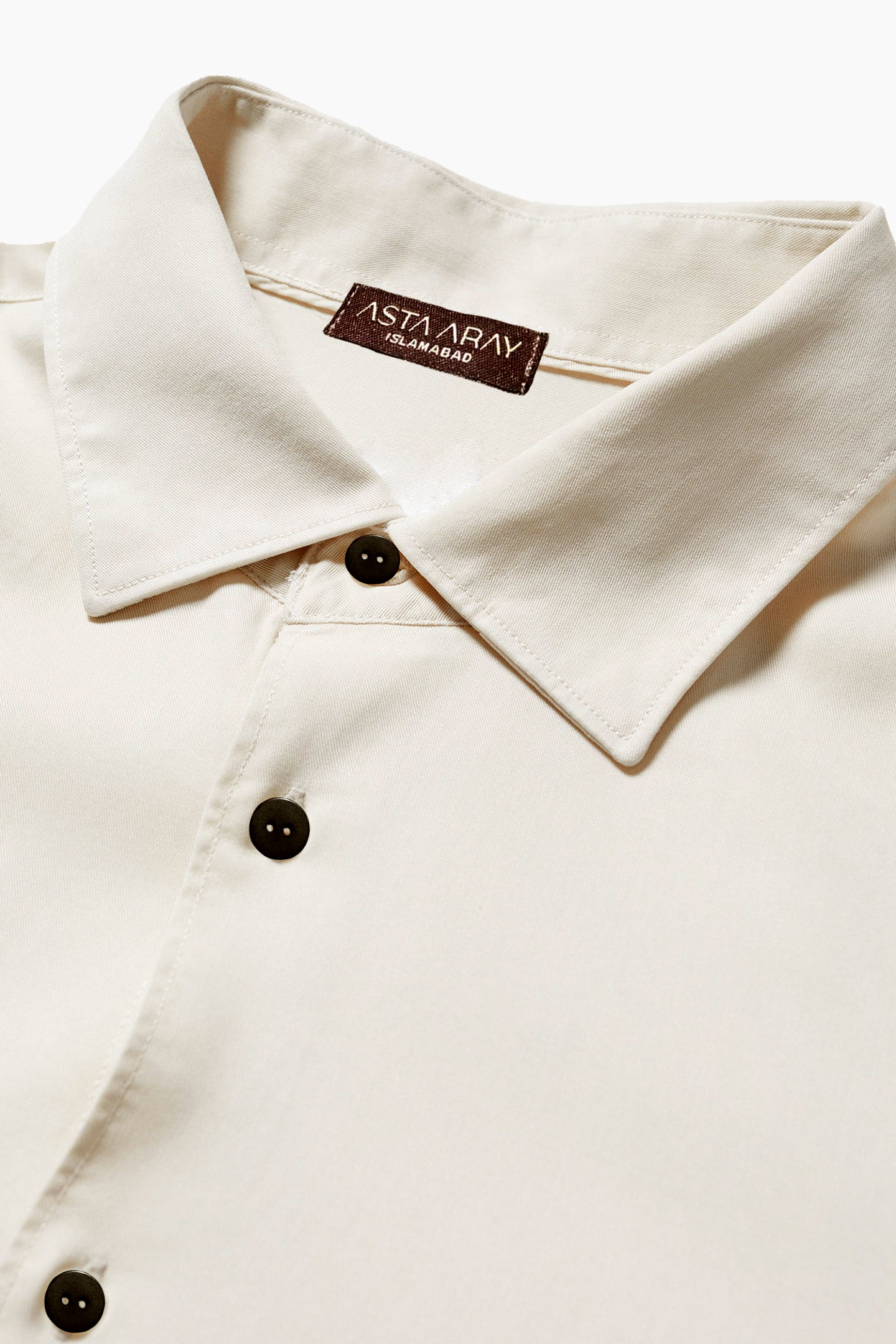 Beige Tencel Shirt with Black Buttons