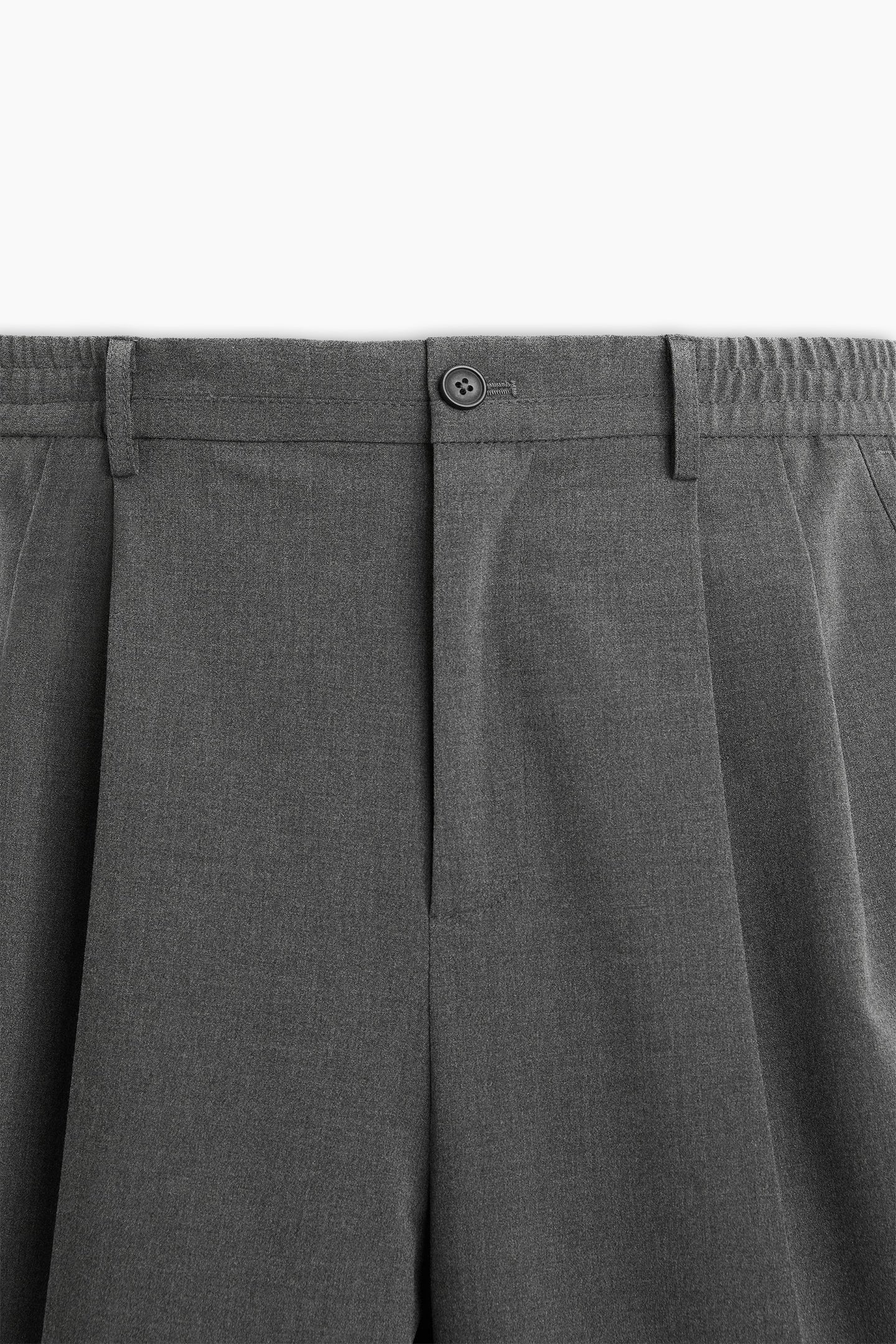 Grey Loose-Fit Pleated Trousers