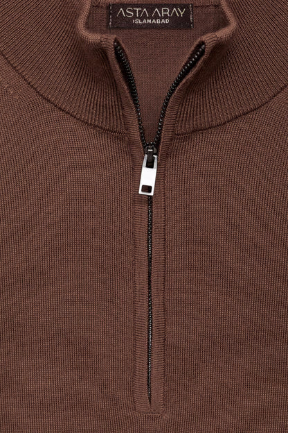 Brown Quarter Zip Shirt