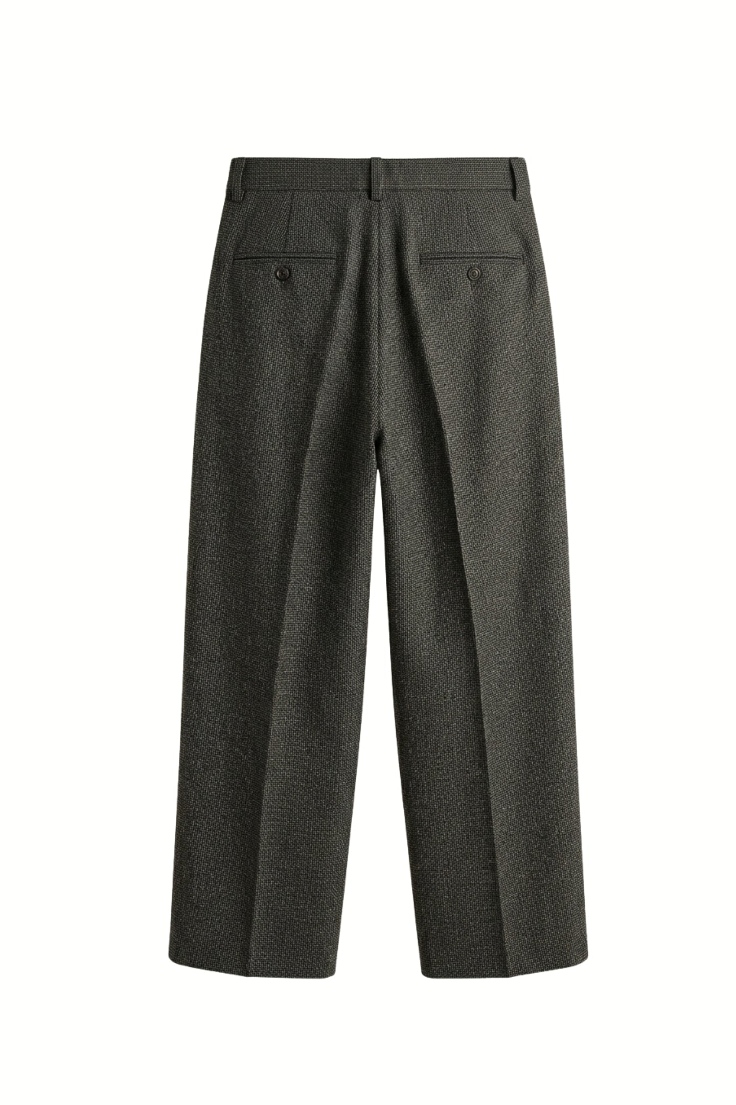 Grey Textured Pleated Trousers