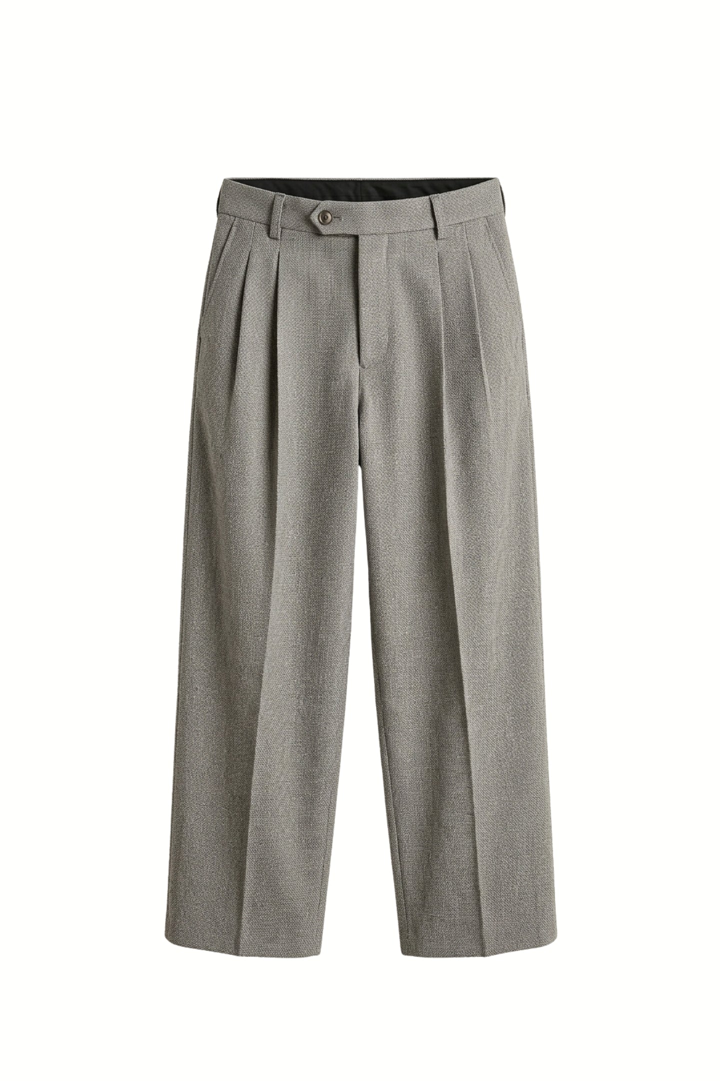 Light Grey Textured Pleated Trousers
