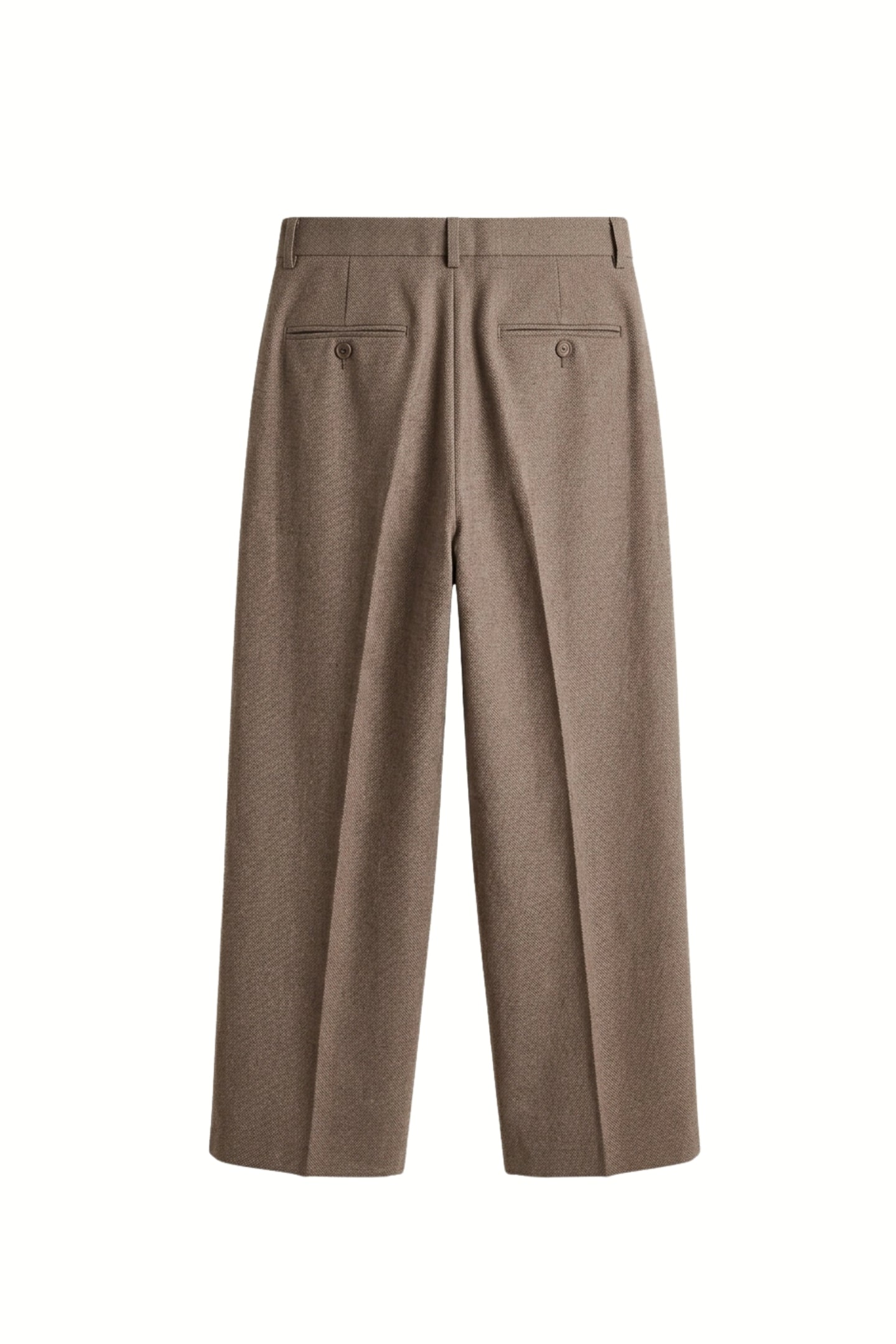 Brown Textured Pleated Trousers