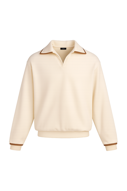 Suede Detailed Beige Sweatshirt