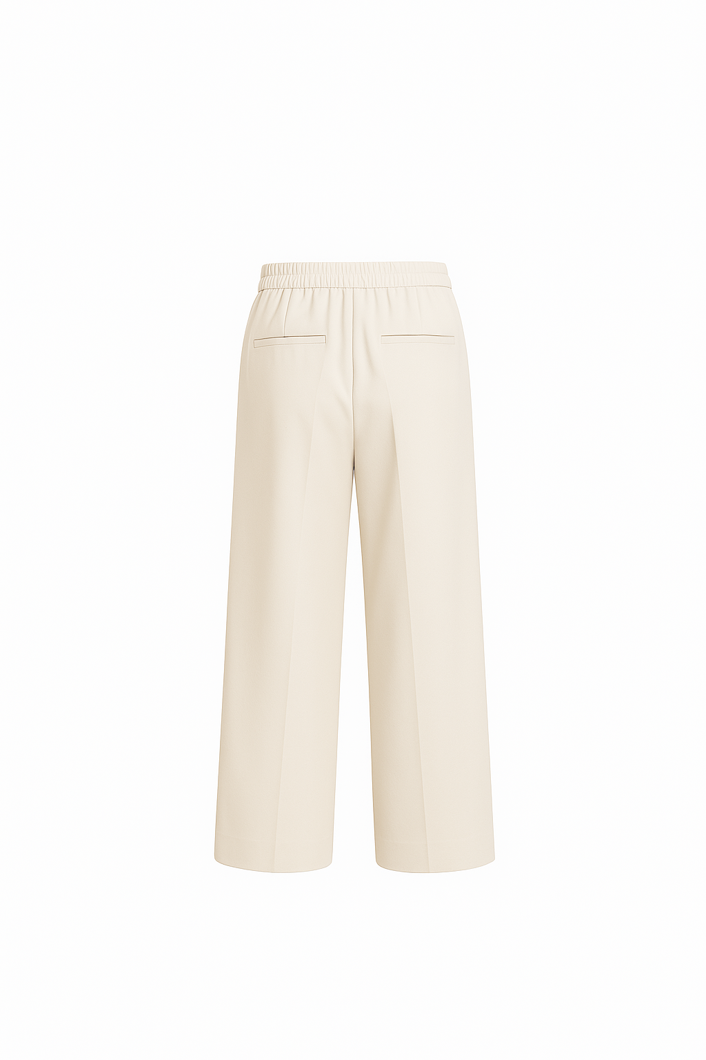 100% Beige Wool Pleated Trousers