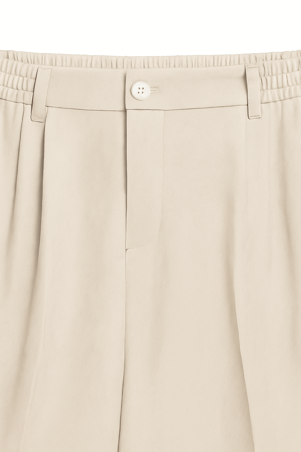 100% Beige Wool Pleated Trousers