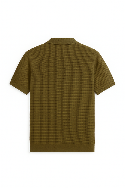 Textured Olive Green Polo Shirt