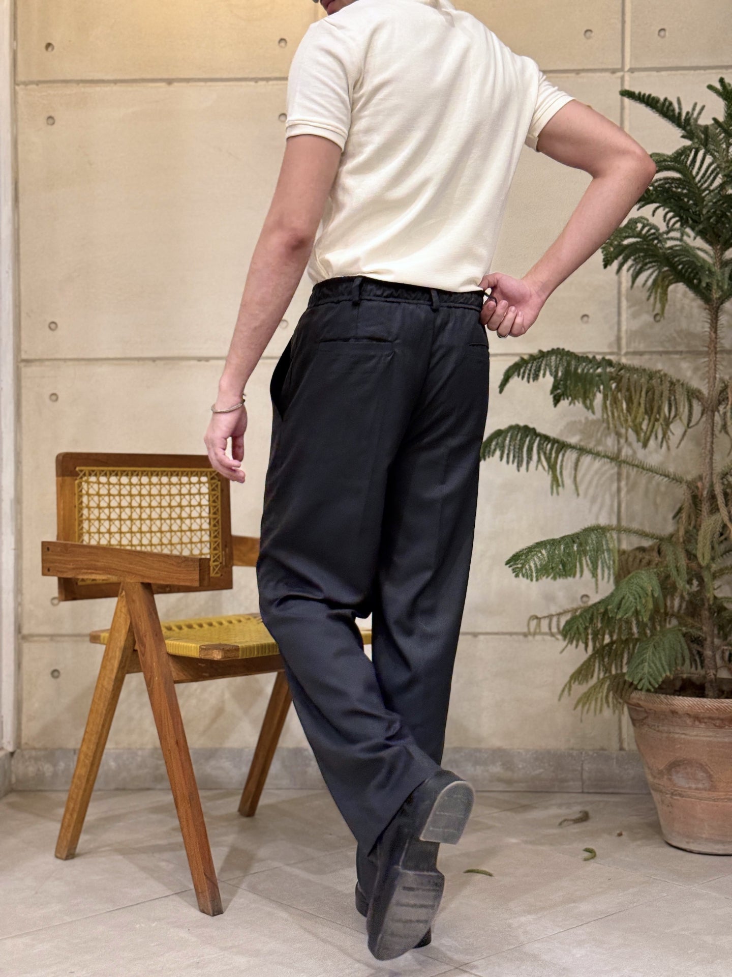 Grey Loose-Fit Pleated Trousers