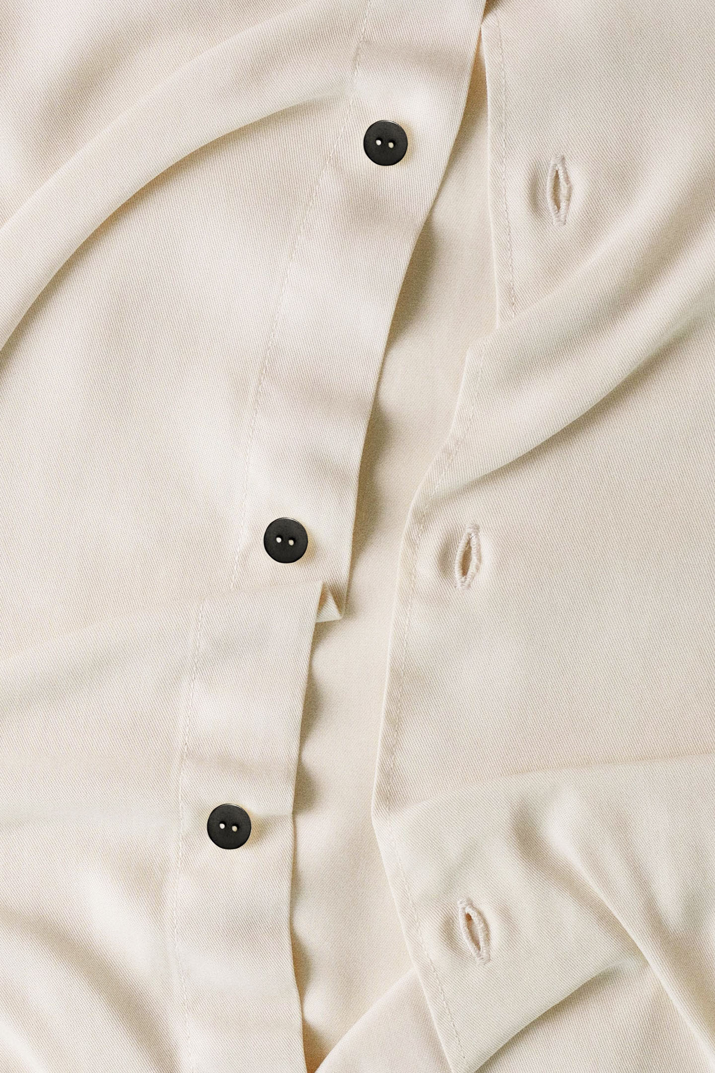Beige Tencel Shirt with Black Buttons