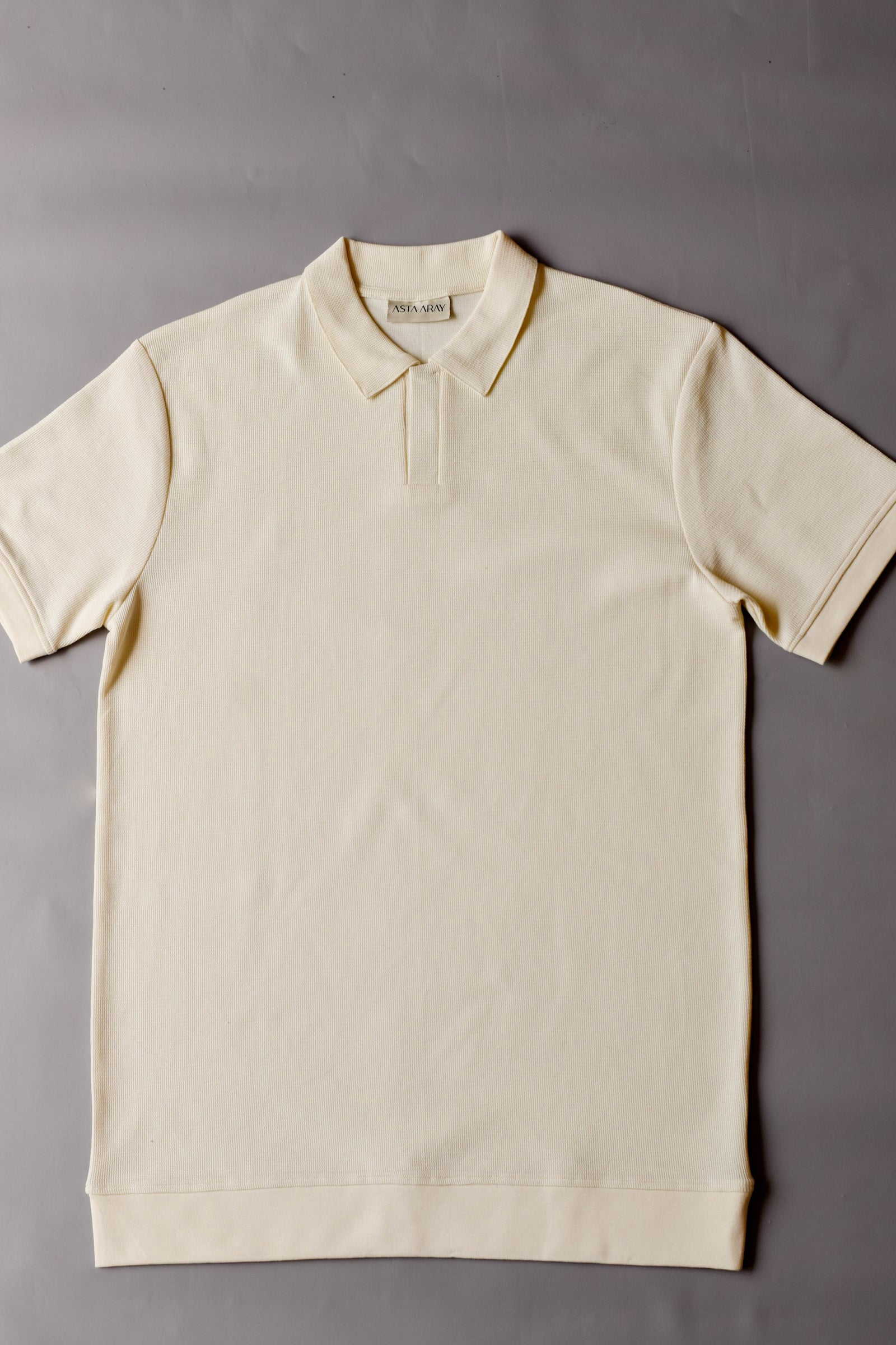 Textured Beige Polo Shirt
