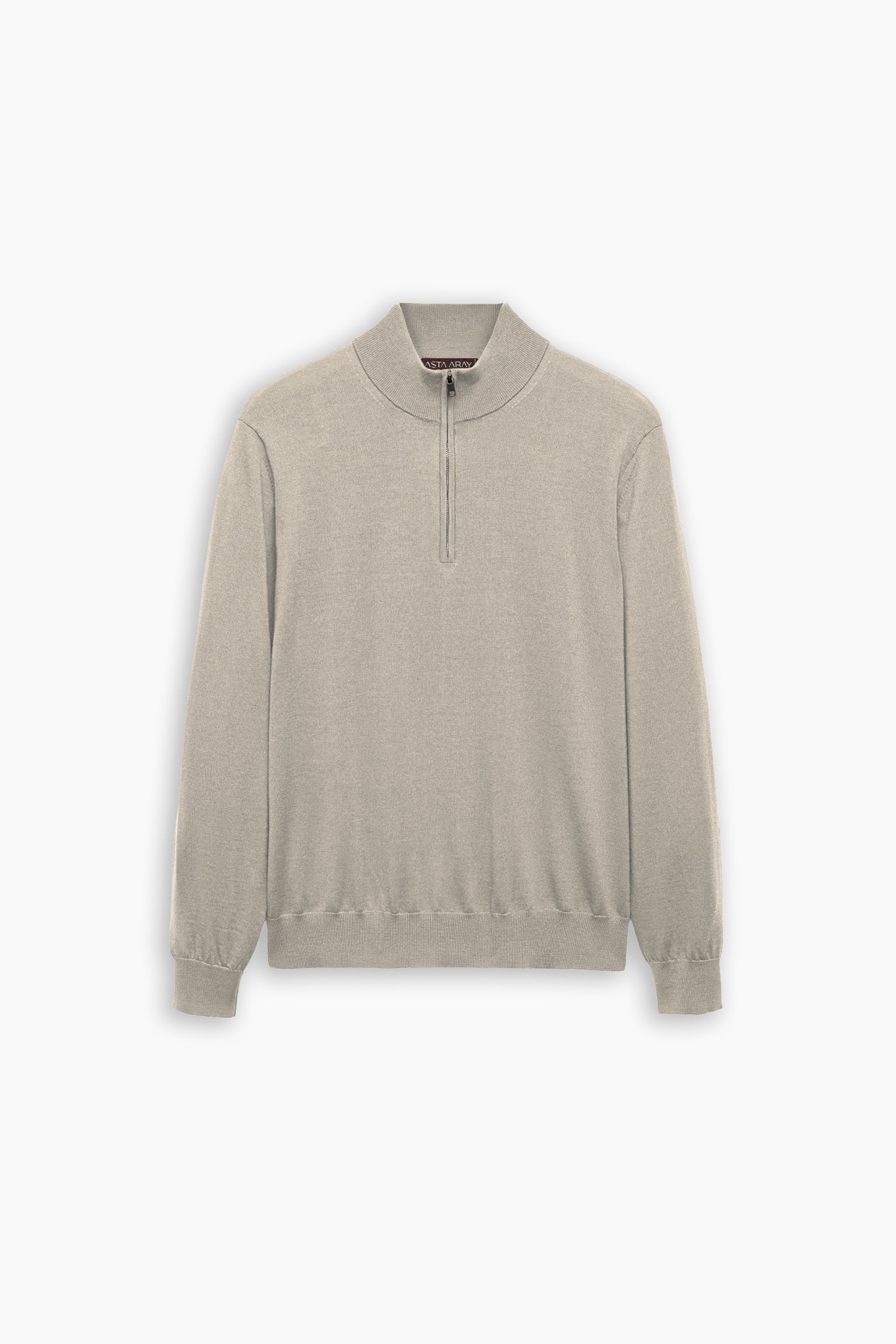 Beige Grey Quarter Zip Shirt