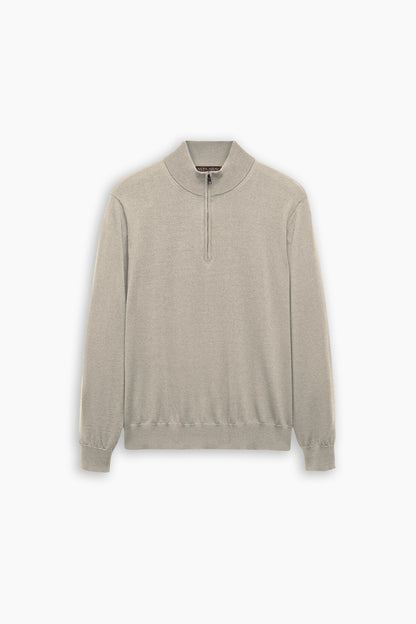 Beige Grey Quarter Zip Shirt
