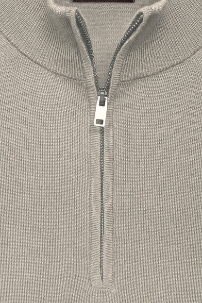 Beige Grey Quarter Zip Shirt