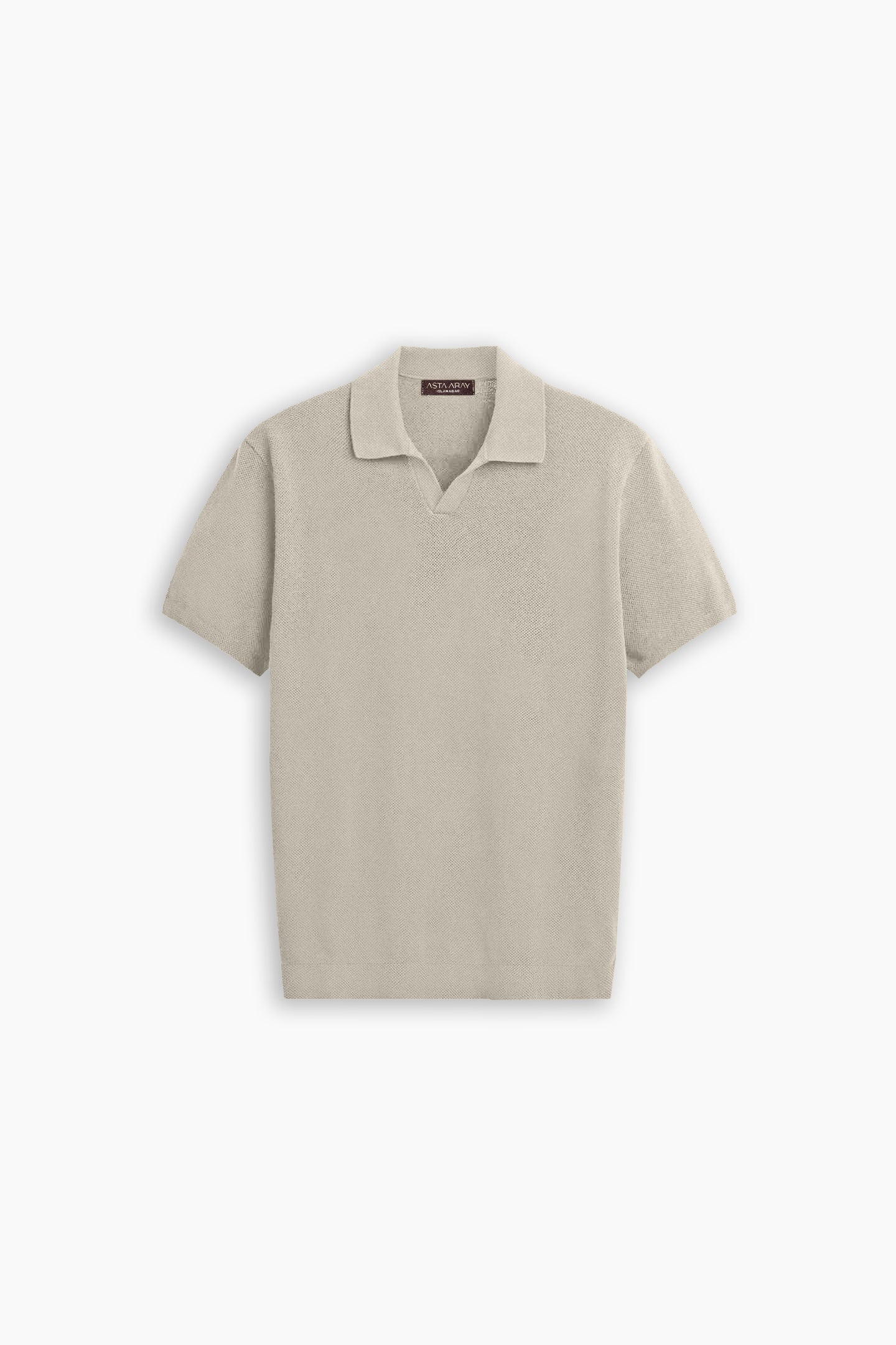 Beige Grey Textured Polo Shirt