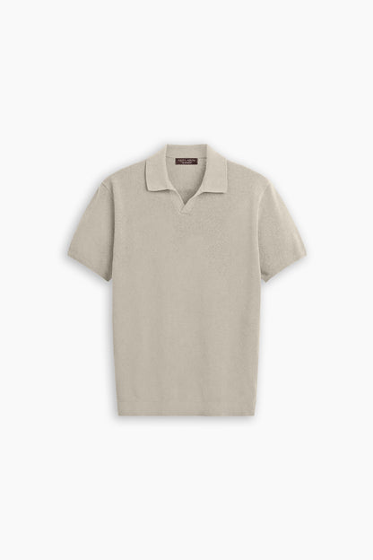 Beige Grey Textured Polo Shirt