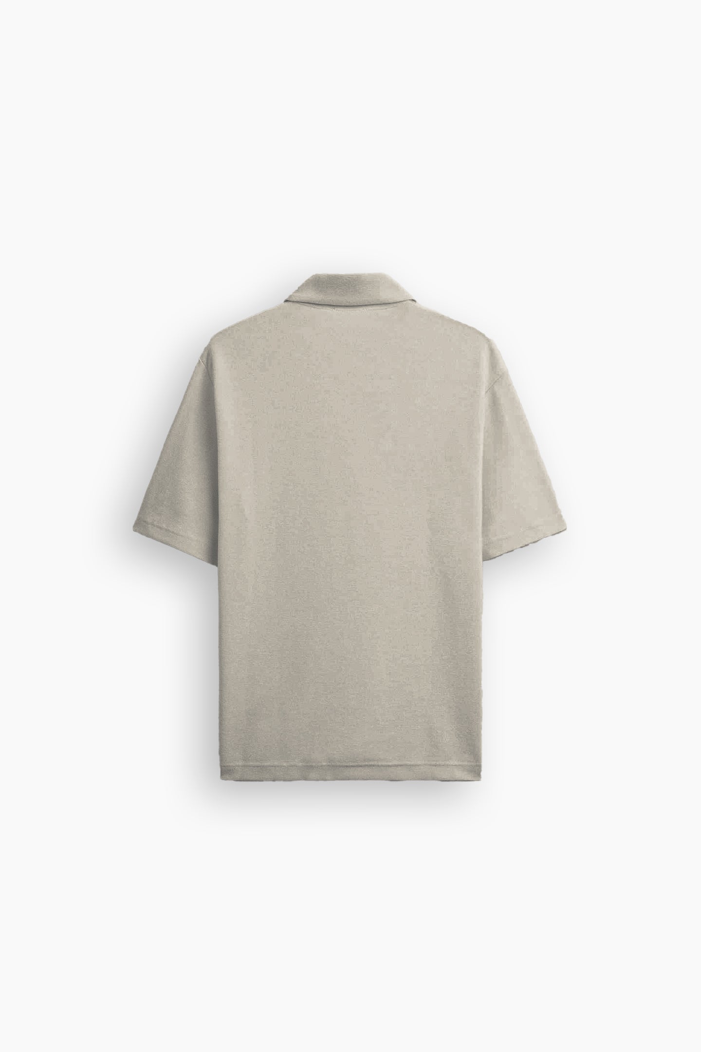 Beige Grey Zip Polo Shirt
