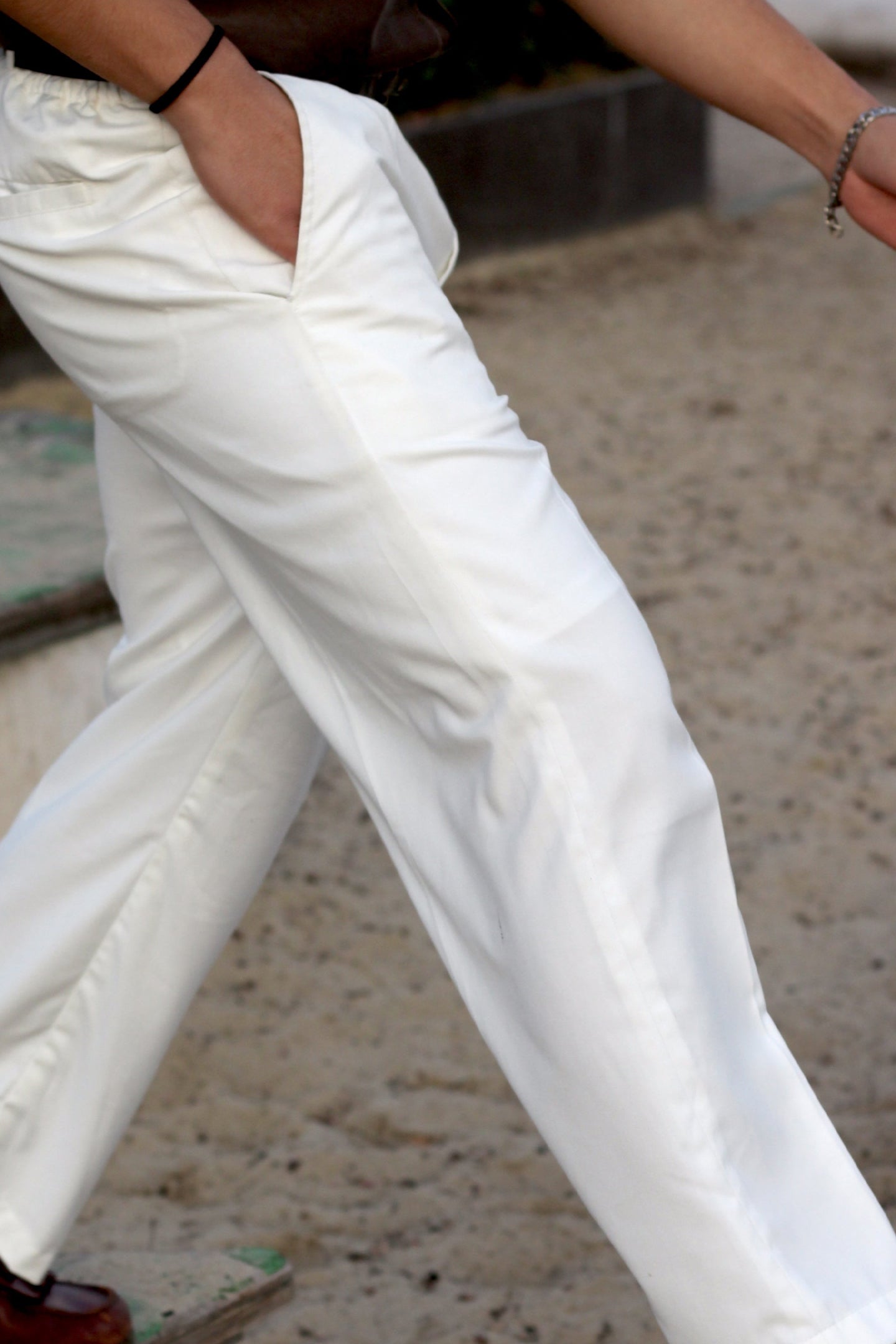 Beige Pleated Trousers