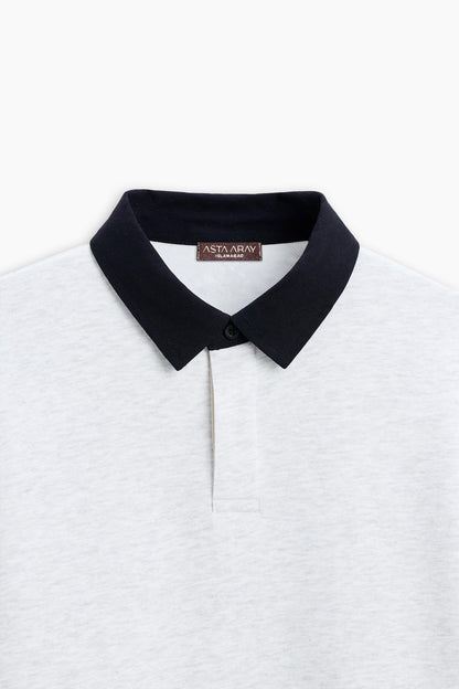 White & Blue Contrast Polo Shirt