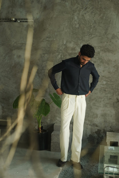 Beige Pleated Trousers