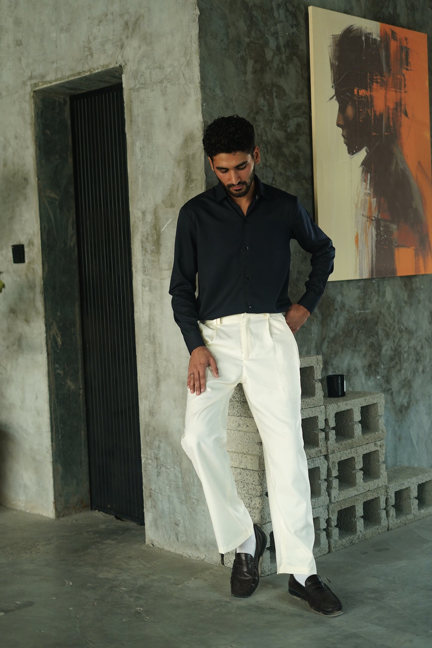 Beige Pleated Trousers