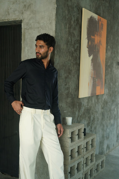 Beige Pleated Trousers