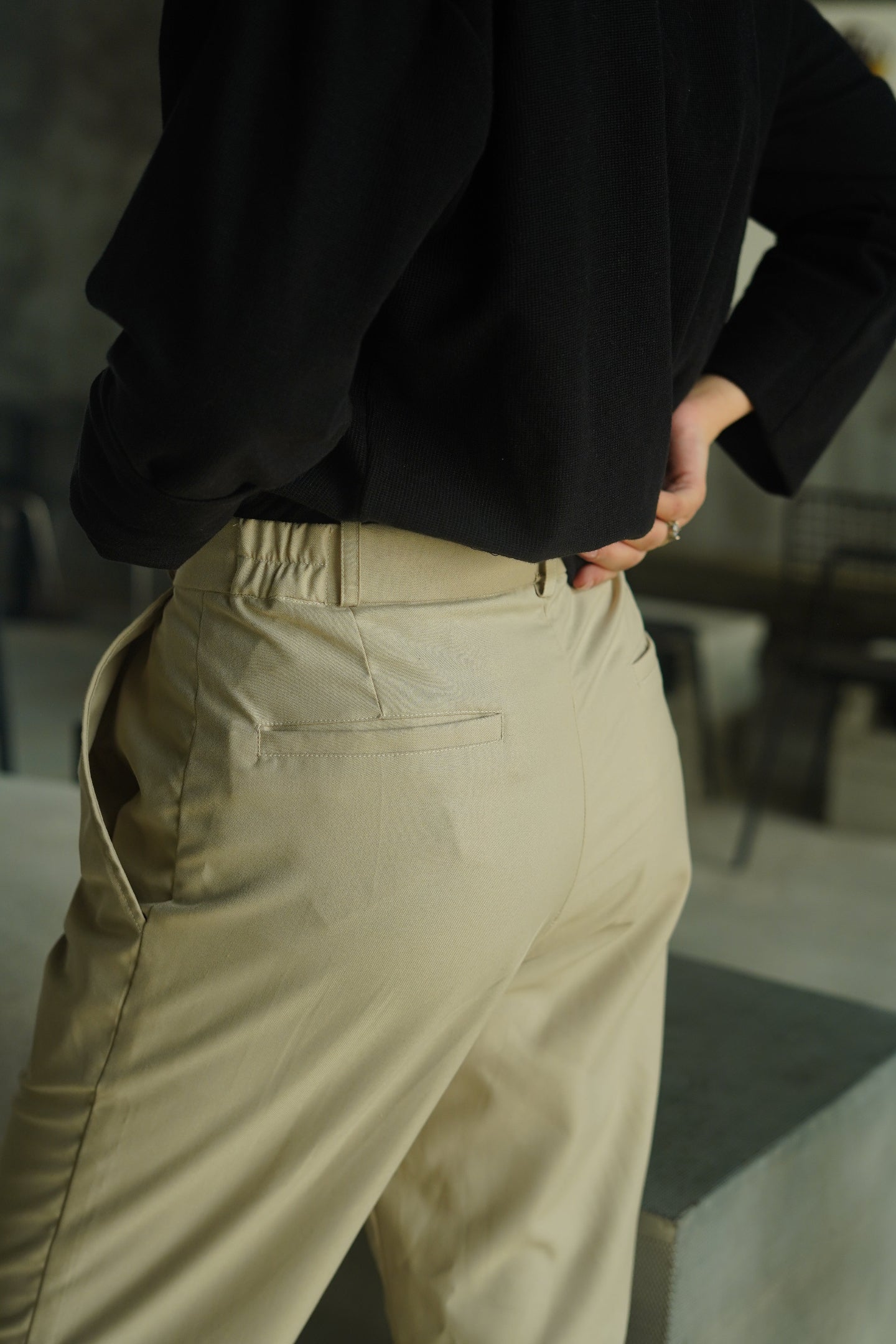 Beige Pleated Trousers - Women