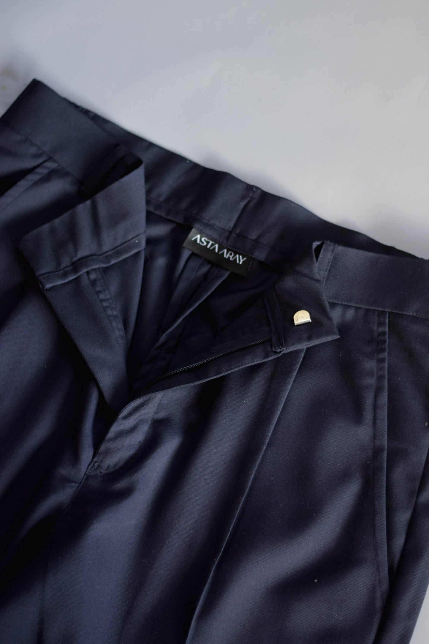 Navy Blue Pleated Trousers