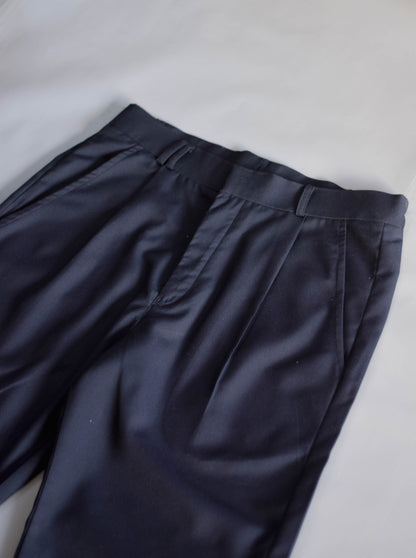 Navy Blue Pleated Trousers