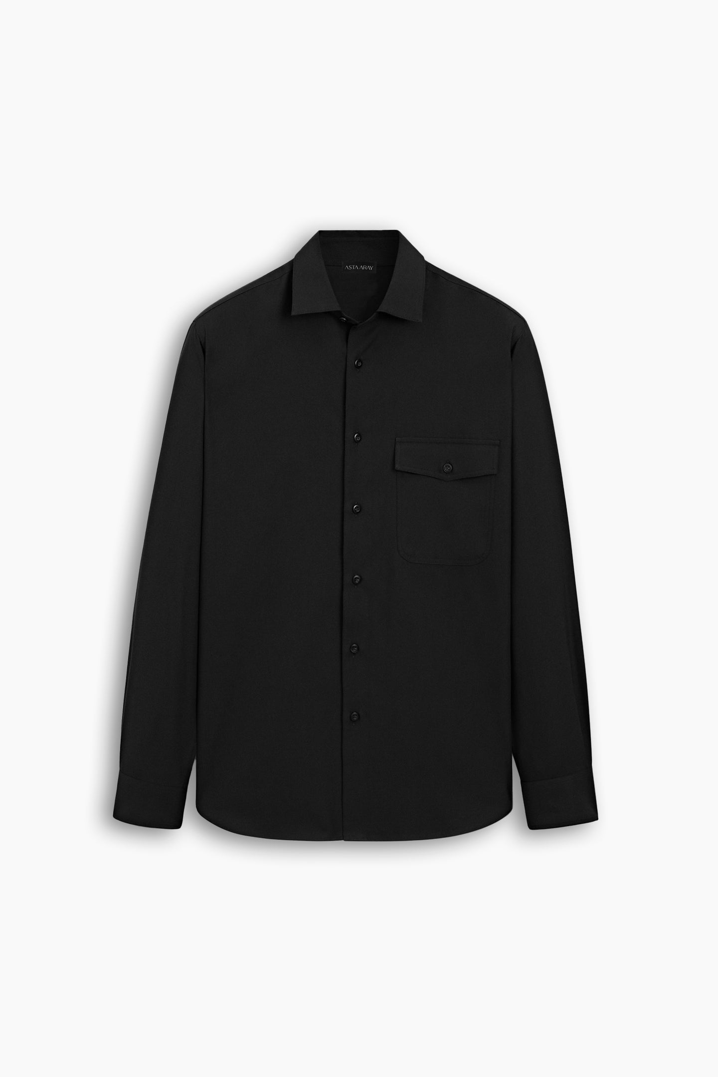 Black Tencel Flap Pocket Shirt