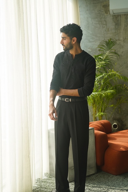 Black Pleated Trousers