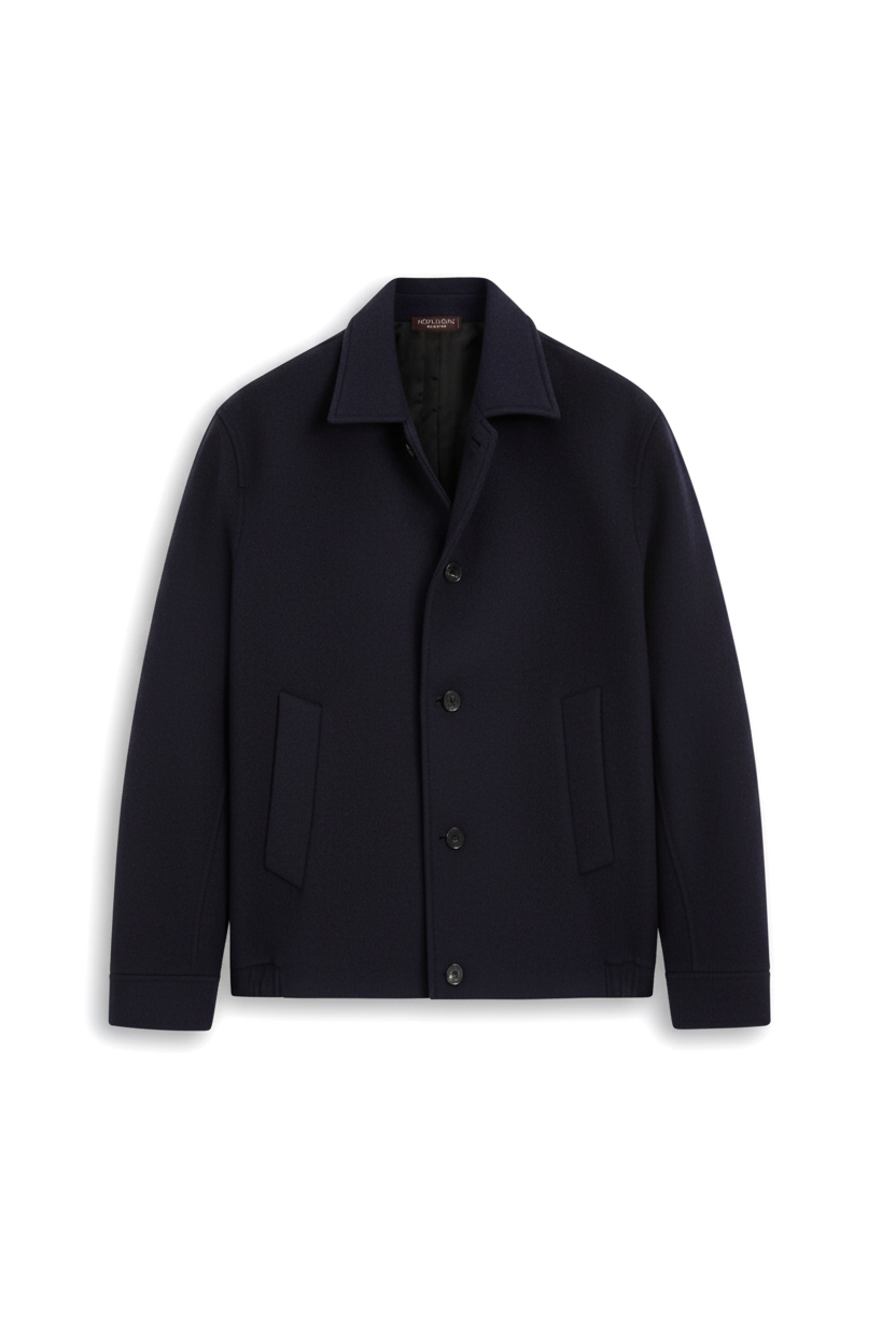Dark Blue Plain Wool Jacket
