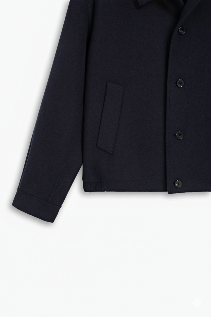 Dark Blue Plain Wool Jacket