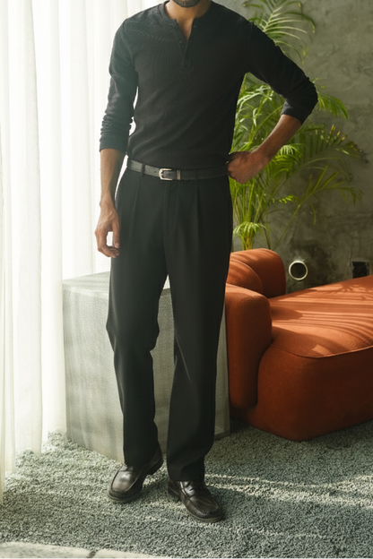 Black Pleated Trousers