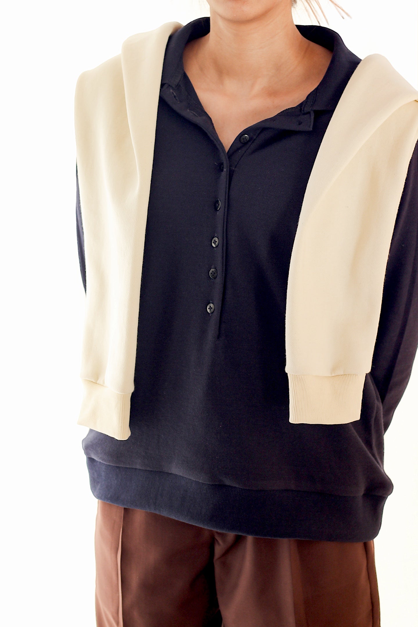 Navy Blue Button Detailed Shirt