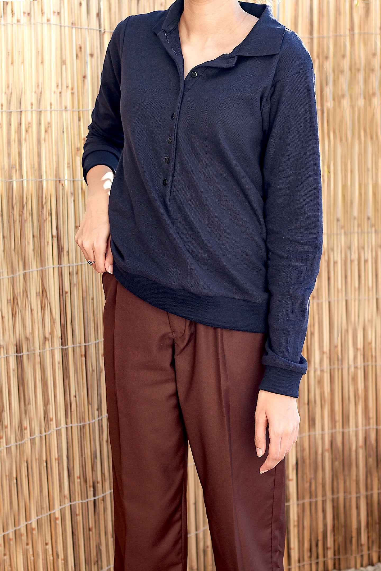 Navy Blue Button Detailed Shirt