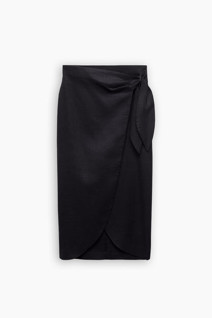 Black Linen Sarong Skirt