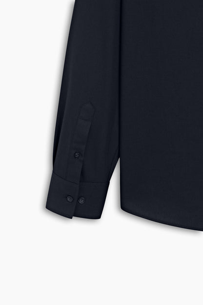 Tencel Navy Blue Flap Pocket Shirt