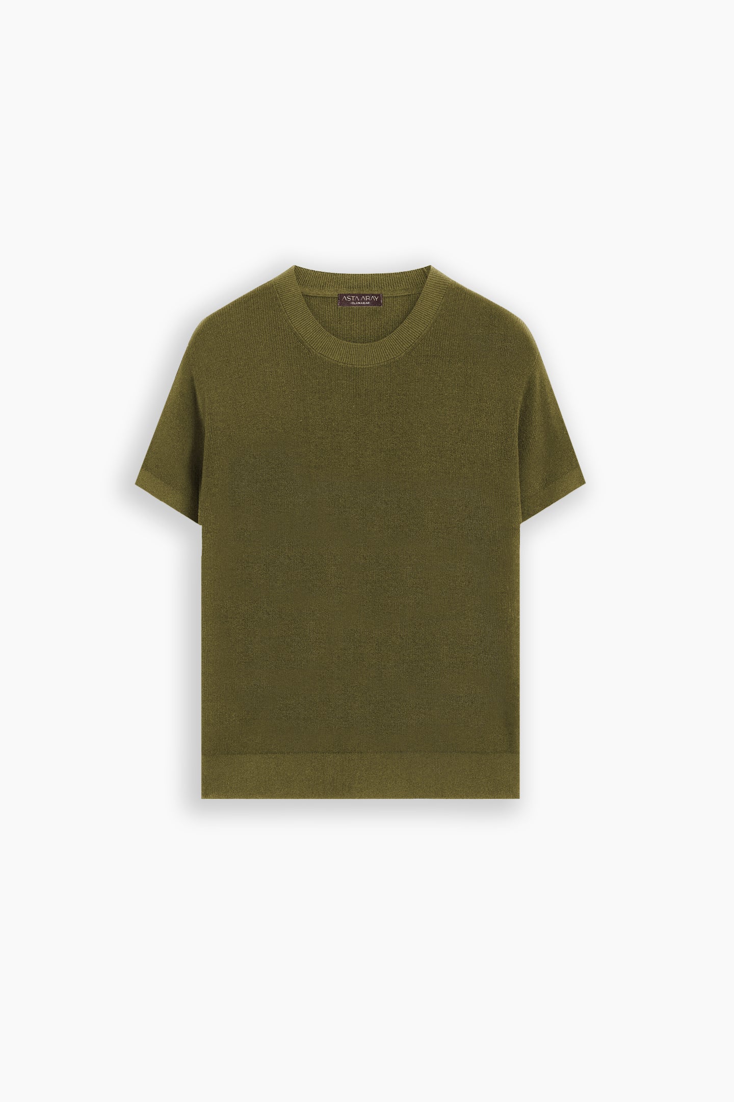 Olive Green Loose Fit Textured T-Shirt