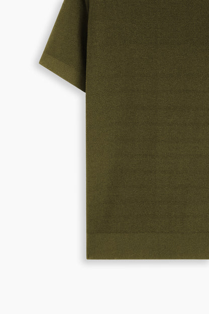 Olive Green Loose Fit Textured T-Shirt