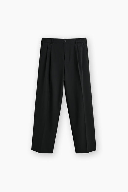 Black Loose Fit Pleated Trousers
