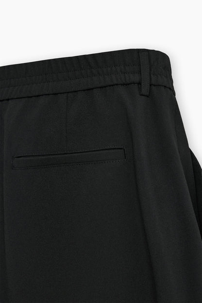 Black Loose Fit Pleated Trousers