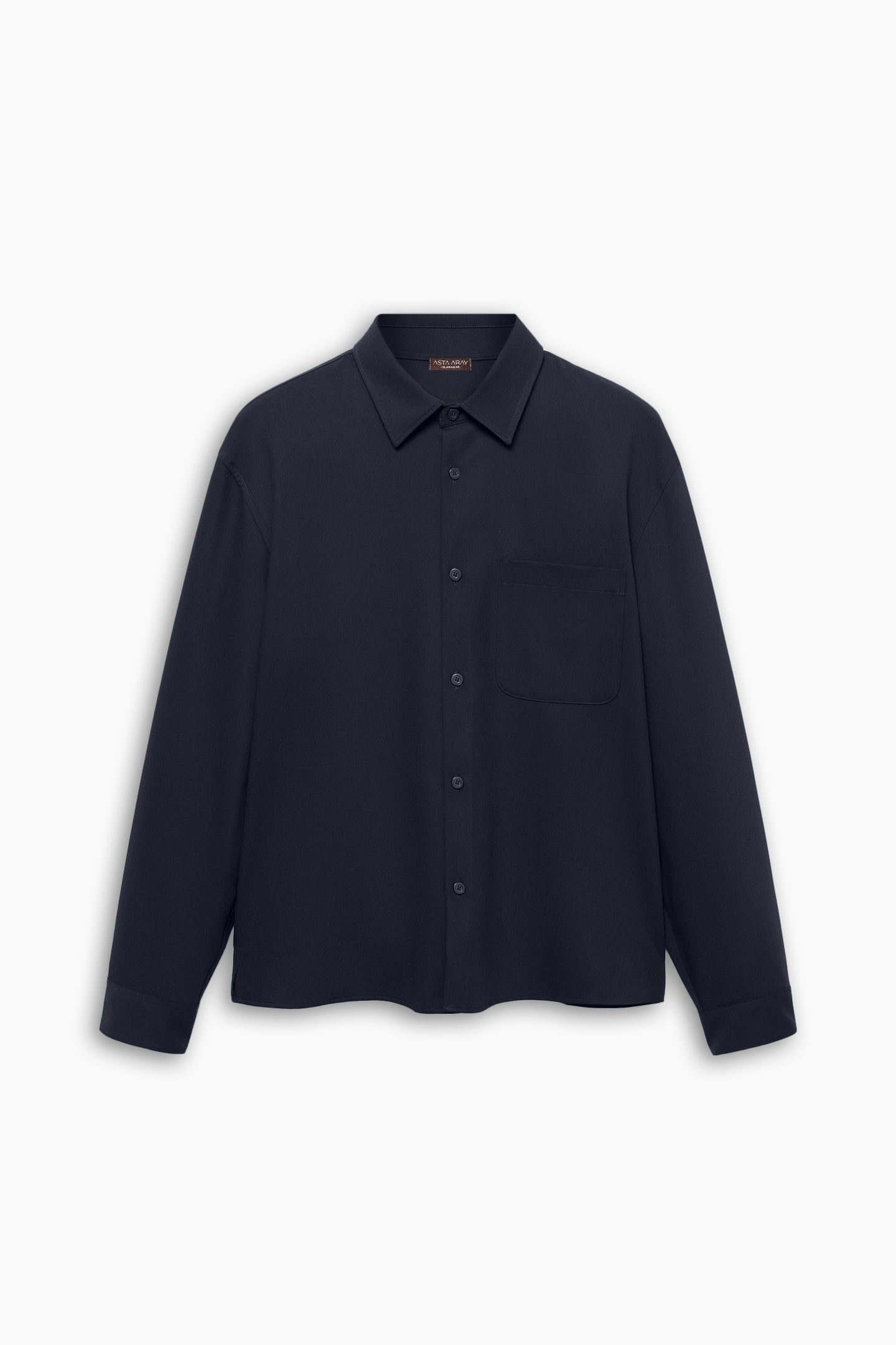 Navy Blue Loose Fit Shirt With Pocket