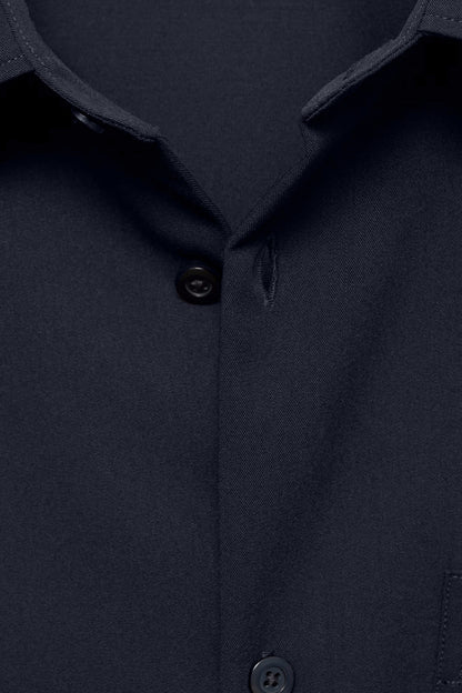 Navy Blue Loose Fit Shirt With Pocket