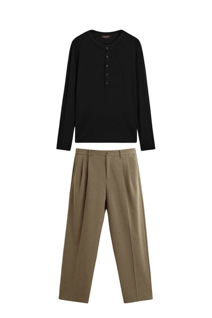 Henley & Pleated Trousers S&T